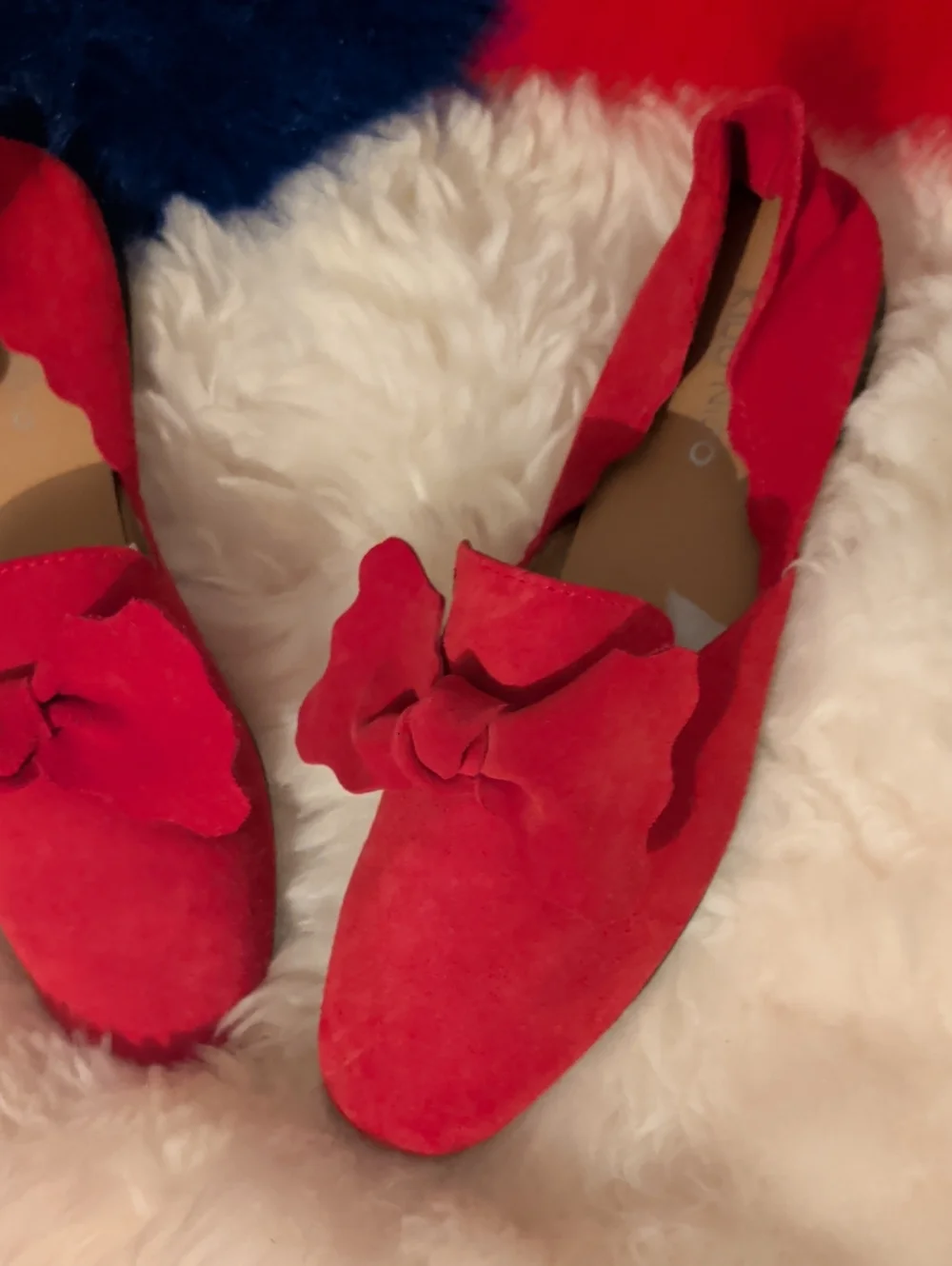 Klub Nico Women’s Red Suede Floral Bow Loafers